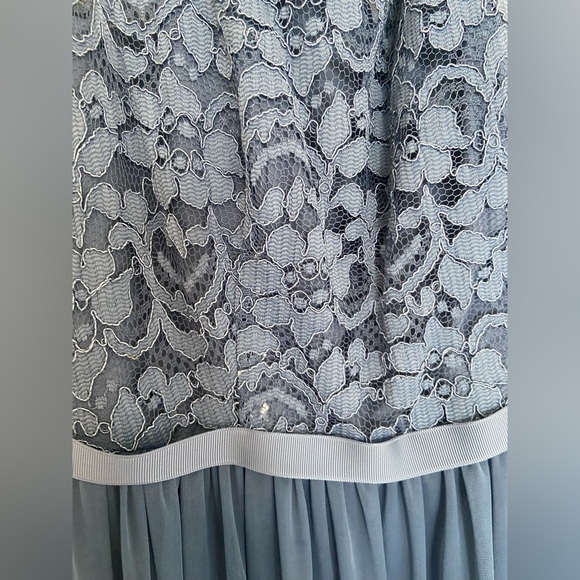 David's Bridal Blue Lace Evening Gown - Picture 5 of 8